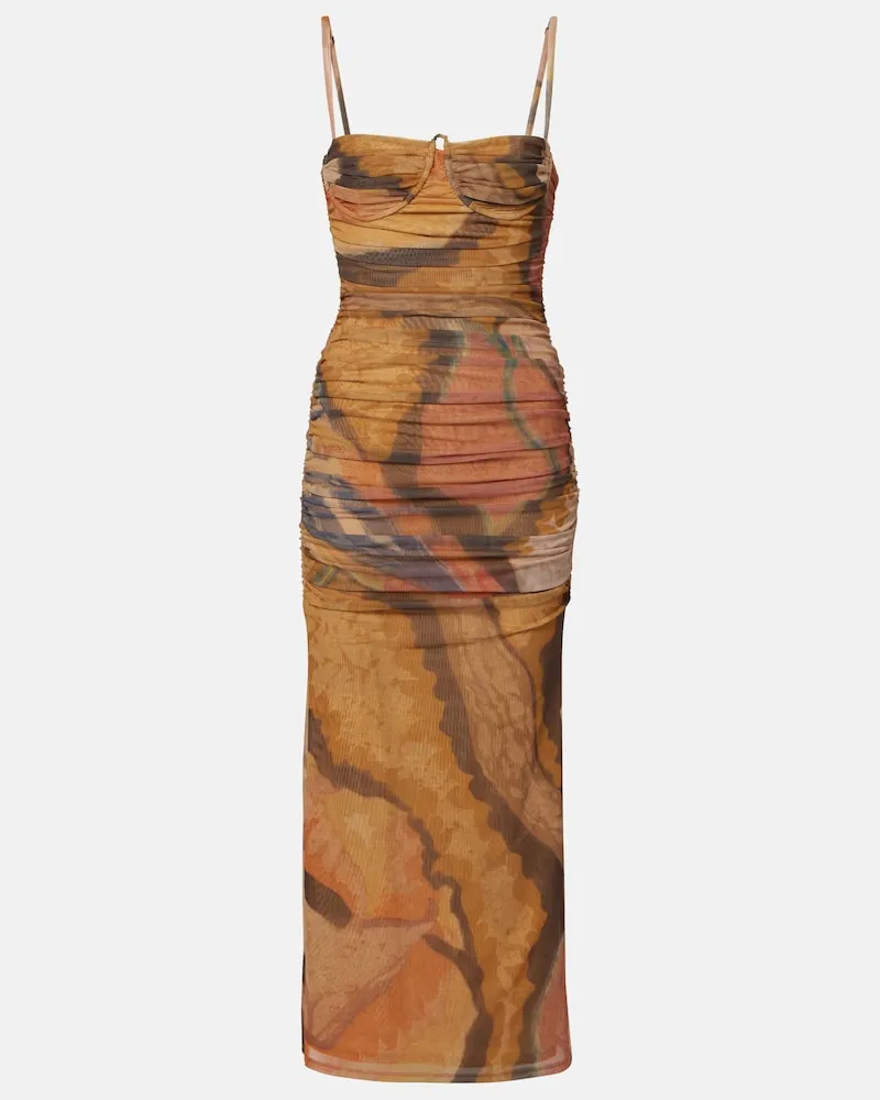 SIR Abito lungo in mesh con stampa Multicolore