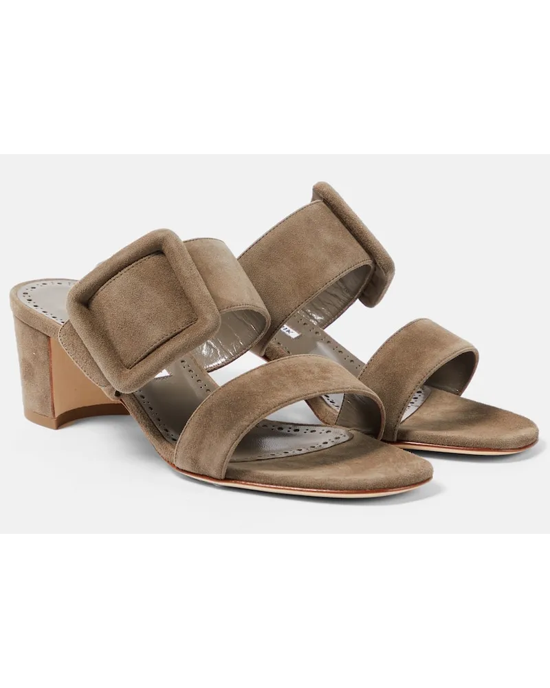 Manolo Blahnik Mules Newton 50 in suede Marrone