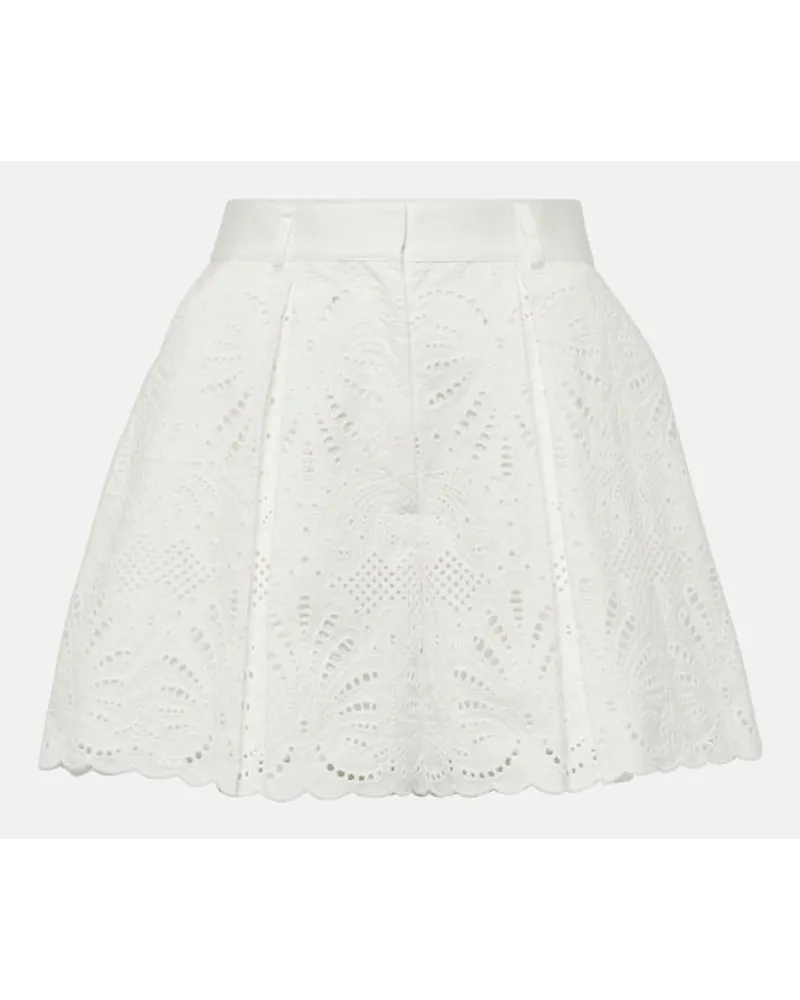 Self-Portrait Shorts in cotone a vita alta Bianco