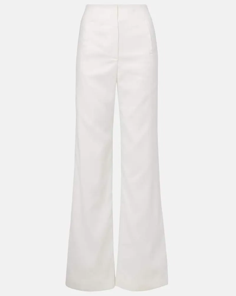 Veronica Beard Pantaloni Jude in misto lino a gamba larga Bianco