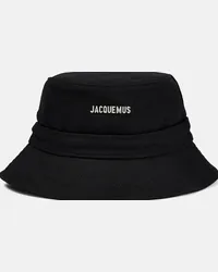 Jacquemus Cappello da pescatore in canvas di cotone con logo Nero