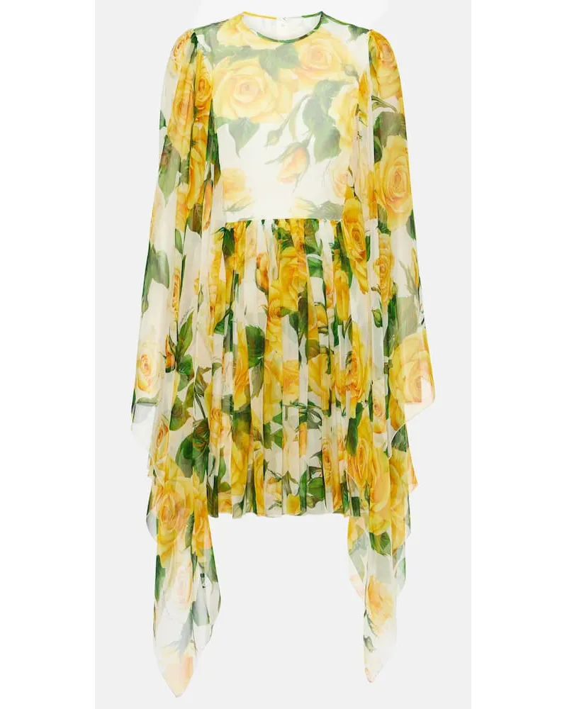 Dolce & Gabbana Miniabito in chiffon di seta con stampa Giallo