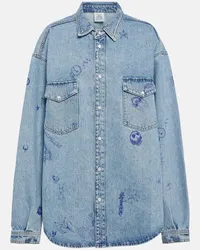 VETEMENTS Camicia di jeans con stampa Blu