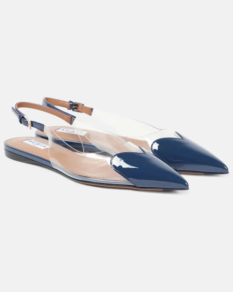 Alaïa AlaÃ¯a Ballerine slingback Le CÅur in vernice e PU Blu