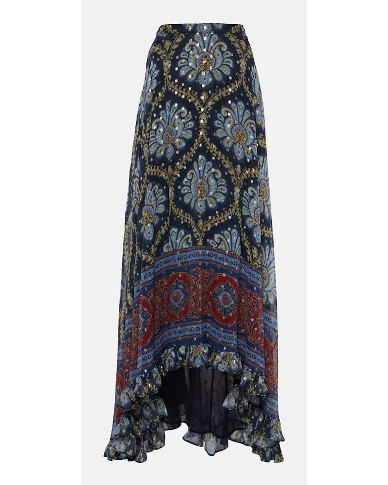 Etro Gonna lunga in jacquard di seta Blu
