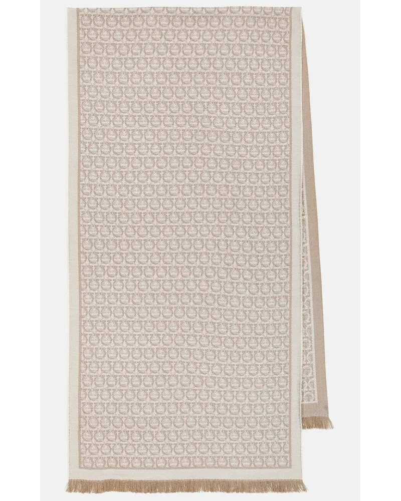 Ferragamo Sciarpa in lana Gancini Beige