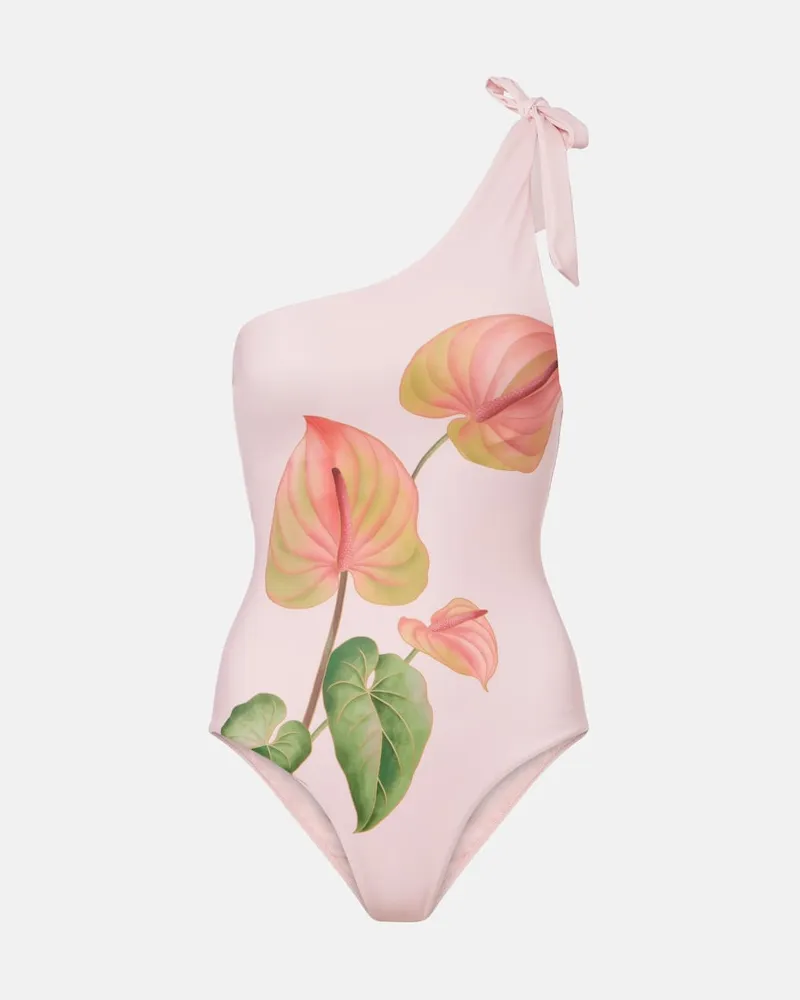 FARM Rio Costume intero monospalla Anturium Rosa