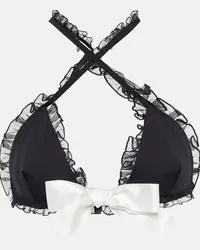 Giambattista Valli Top bikini incrociato con ruches Nero