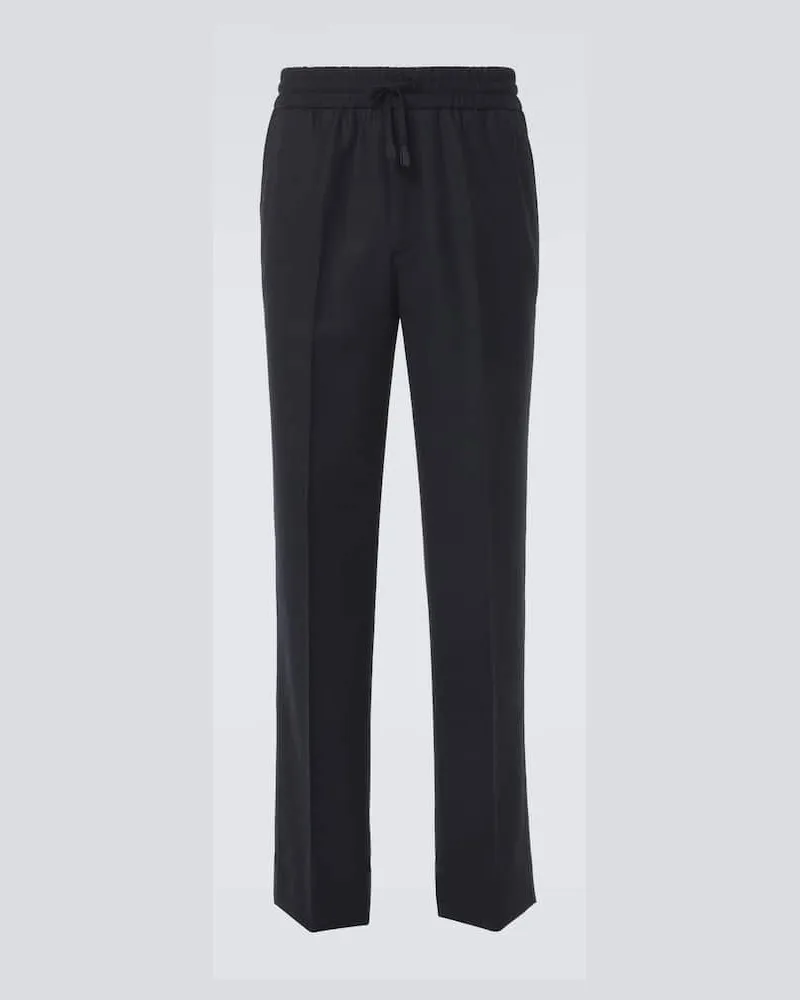 Brioni Pantaloni regular Asolo in twill di lana Blu