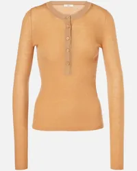 Chloé Chloé Top Henley in maglia a coste Arancione