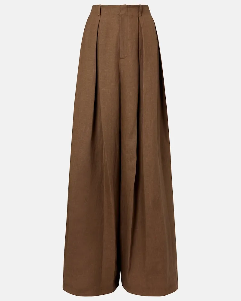 Ralph Lauren Pantaloni Greer in lino, cashmere e seta Marrone