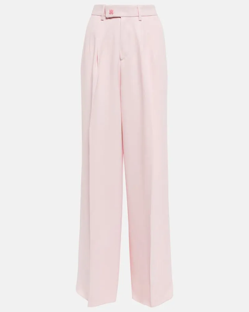 Amiri Pantaloni a gamba larga e vita alta con pieghe Rosa