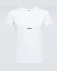 Saint Laurent T-shirt in cotone con logo Bianco