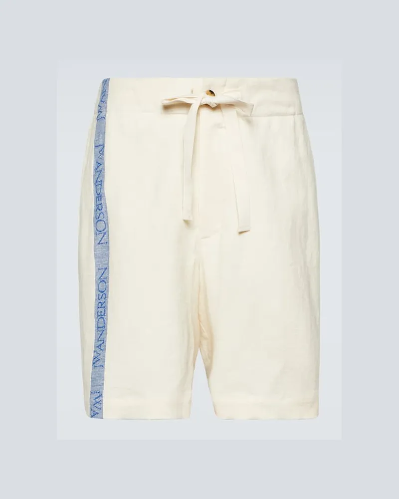 J.W.Anderson Shorts in cotone e lino a vita alta Neutro