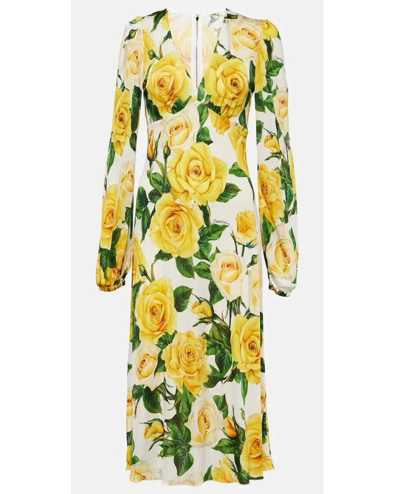 Dolce & Gabbana Abito midi con stampa floreale Bianco