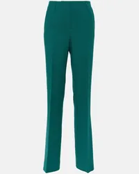 Dries van Noten Pantaloni regular a vita alta in lana Verde