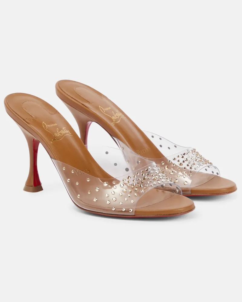 Christian Louboutin Mules Nudes Degramule con cristalli Marrone