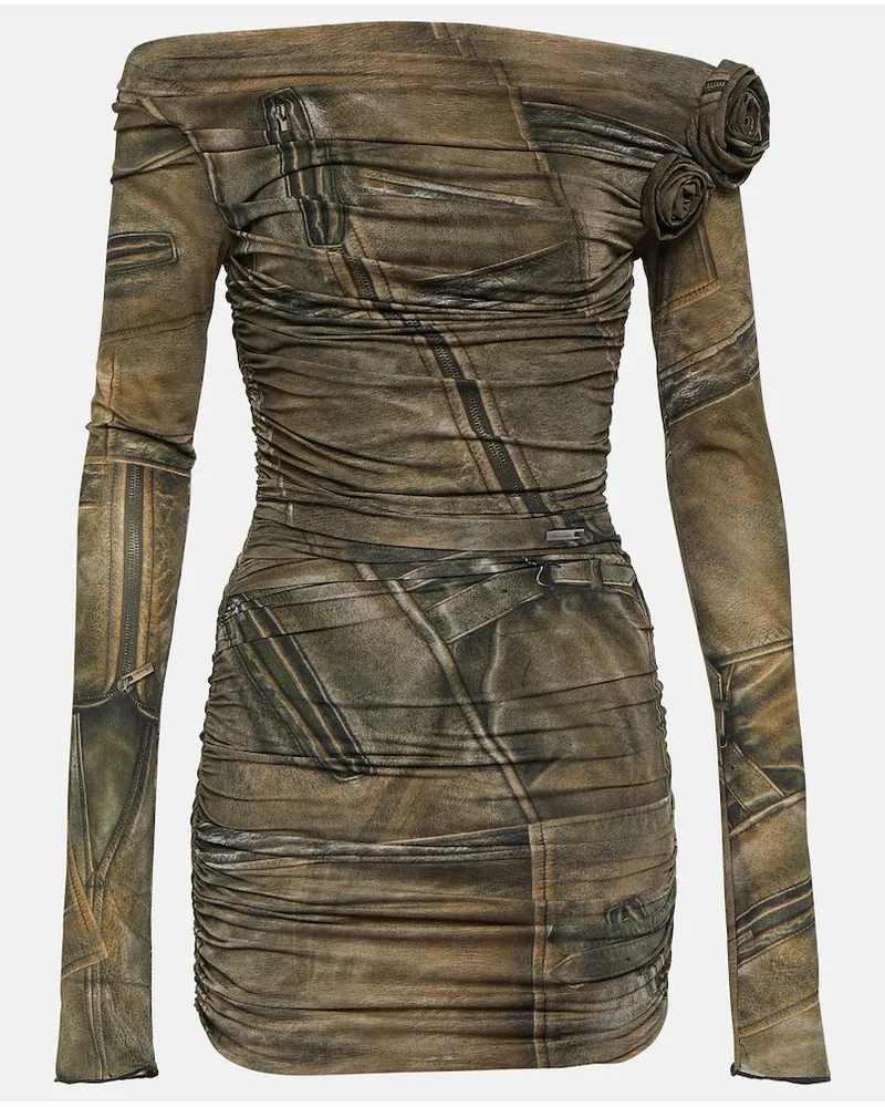 Blumarine Miniabito in seta con scollo bardot Grigio