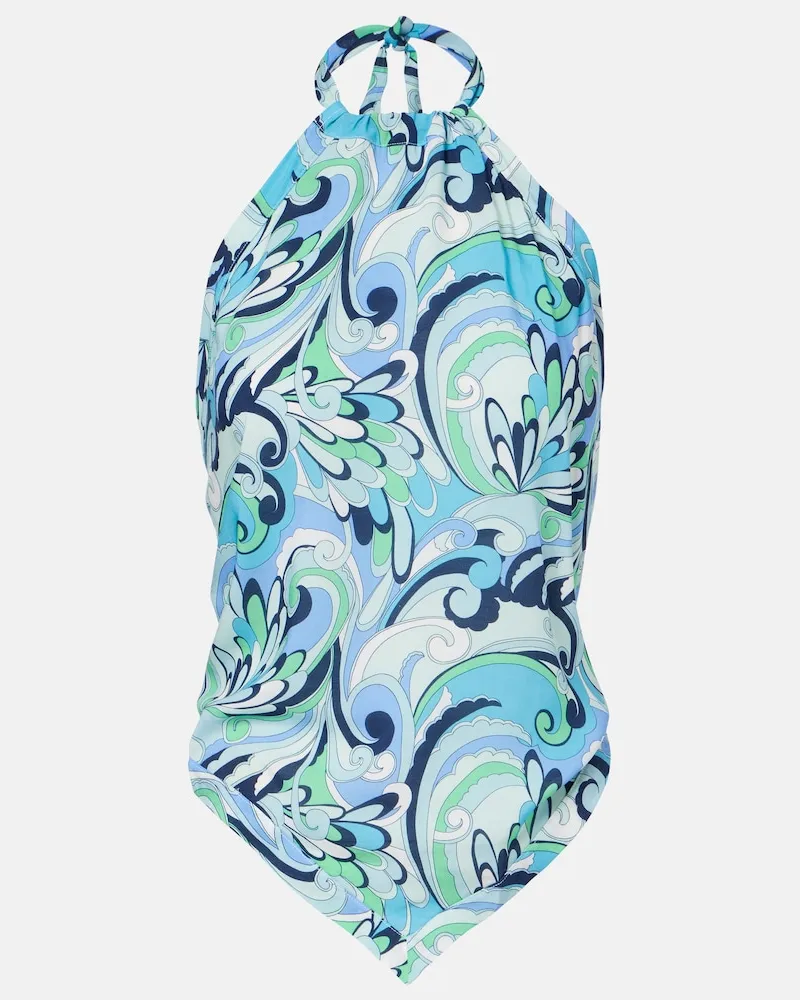 Melissa Odabash Top Raya con stampa Blu