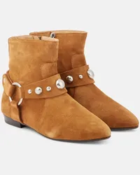 Isabel Marant Stivaletti Siago in suede con borchie Marrone