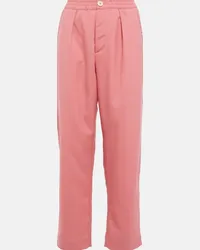 Marni Pantaloni cropped in lana a vita alta Rosa