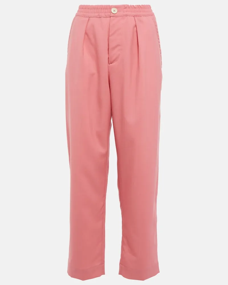 Marni Pantaloni cropped in lana a vita alta Rosa