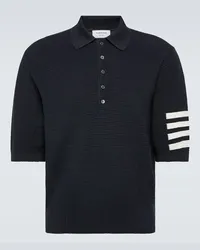 Thom Browne Polo 4-Bar in cotone e lino Blu