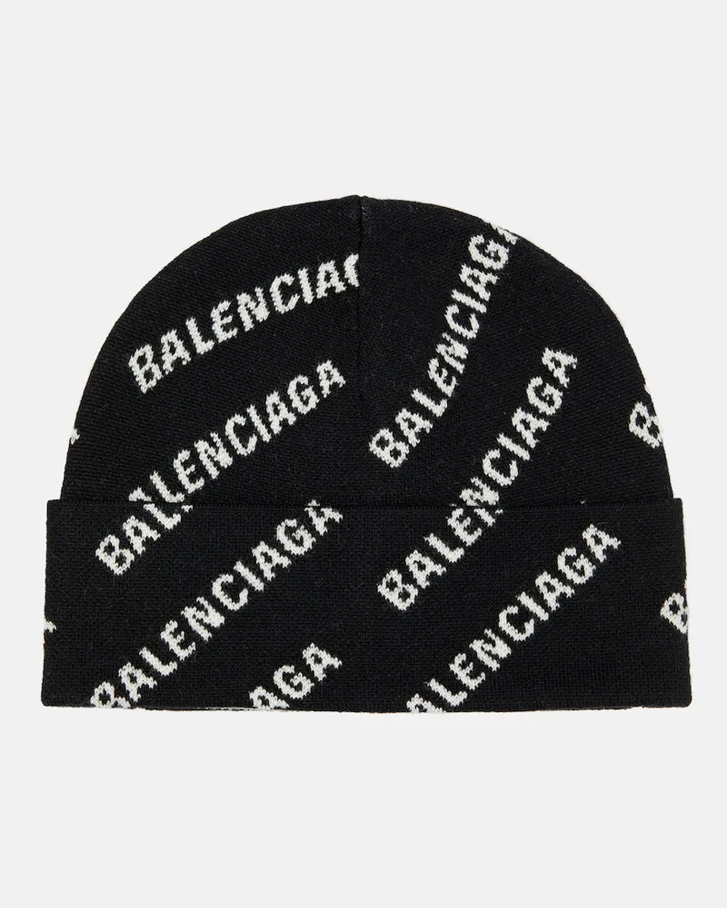 Balenciaga Berretto in misto lana con logo Nero