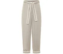 Pantaloni cropped in flanella di lana
