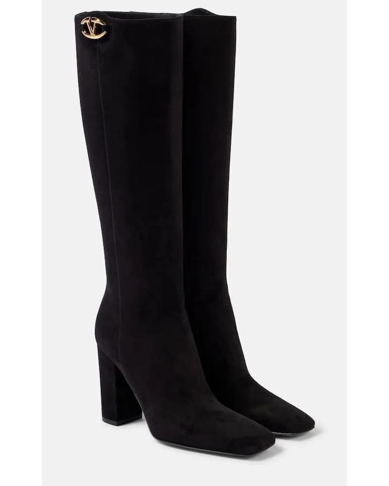 Valentino Garavani Stivali VLogo in suede Nero