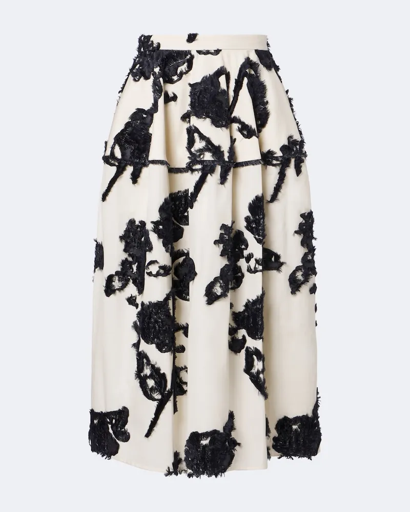 Erdem Gonna midi in popeline fil coupé Bianco