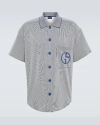 Giorgio Armani Camicia in cotone a righe Nero