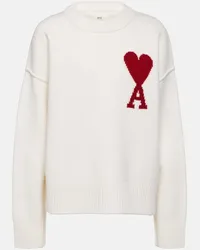 AMI Paris Pullover Ami de Cœur in lana vergine Bianco