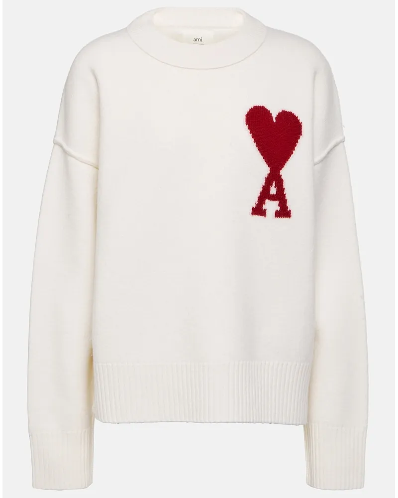 AMI Paris Pullover Ami de CÅur in lana vergine Bianco