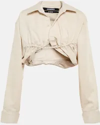 Jacquemus Top La chemise Machou in cotone e lino Beige