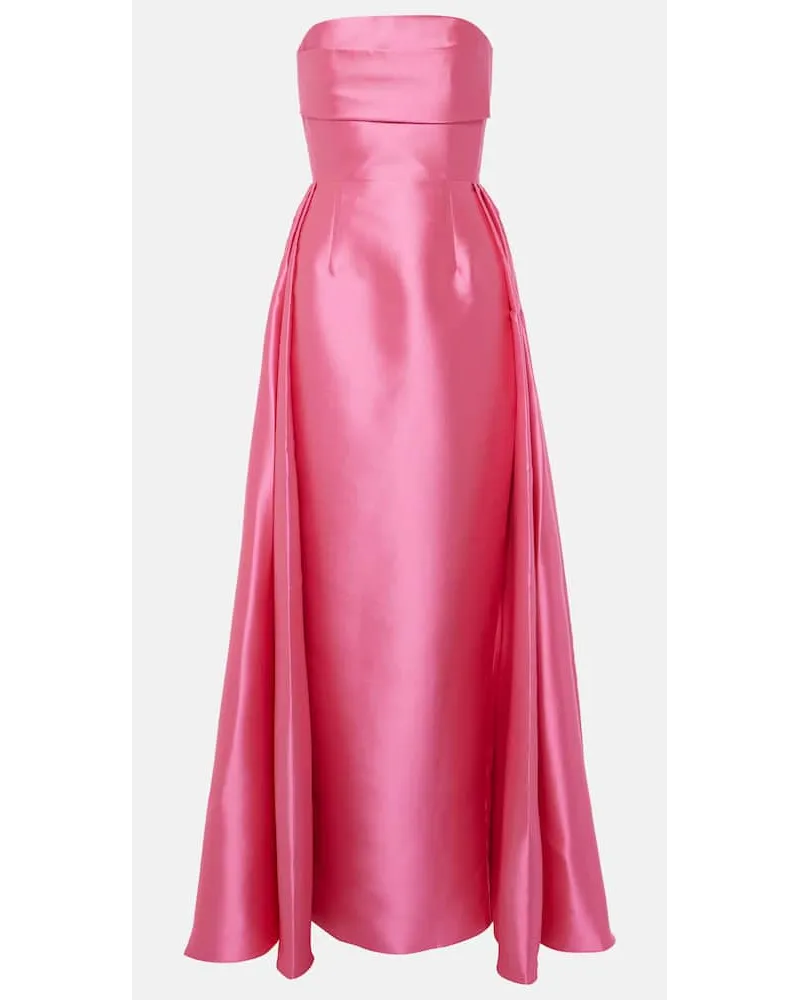 Solace London Abito lungo in twill di raso Rosa