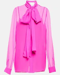 COSTARELLOS Blusa Quinn in chiffon di seta Rosa