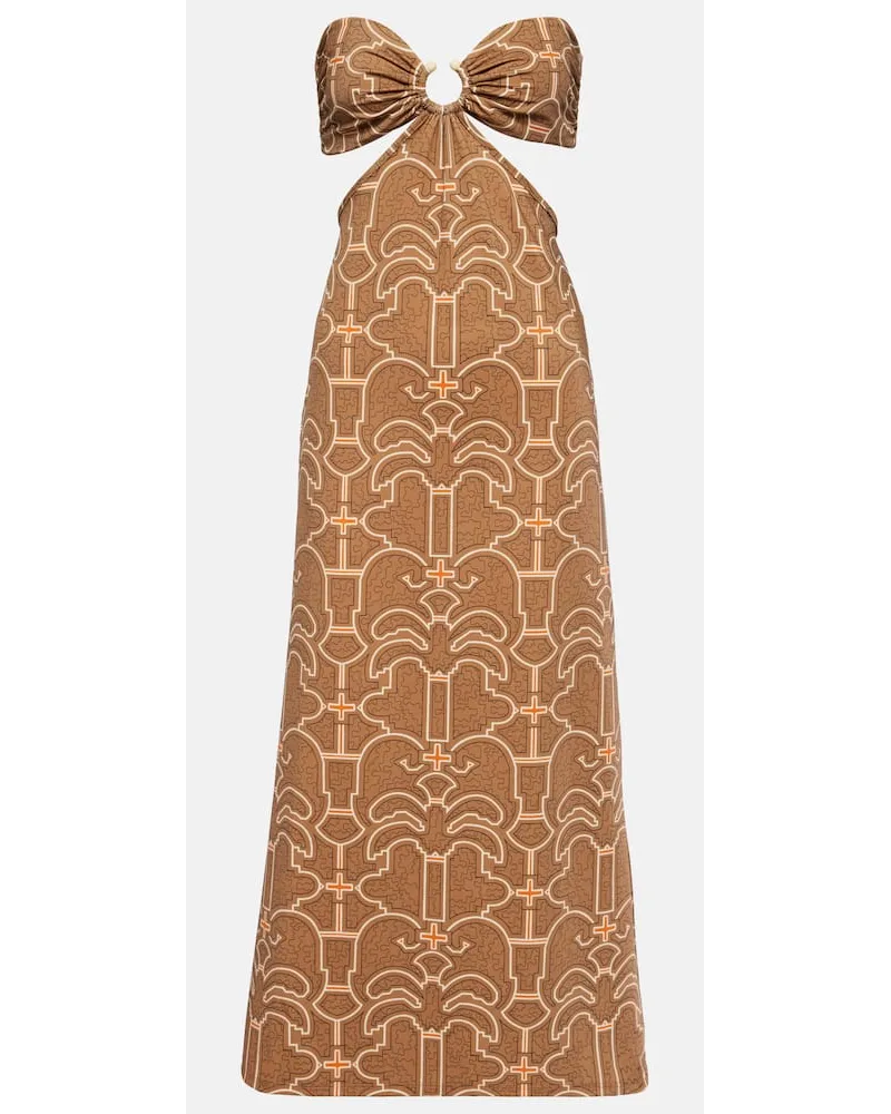 Johanna Ortiz Abito lungo con stampa e cut-out Marrone