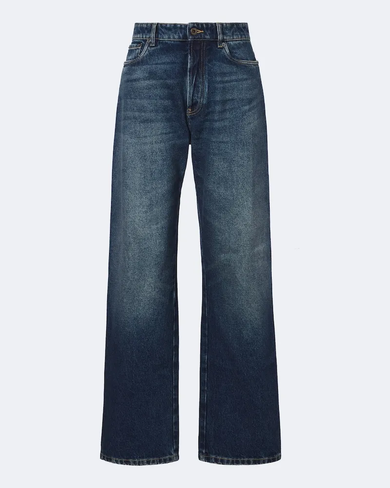 Miu Miu Jeans a gamba larga Blu