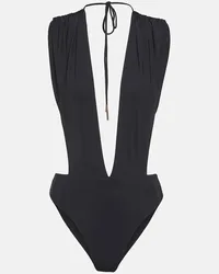 Saint Laurent Costume da bagno con scollo all'americana Nero