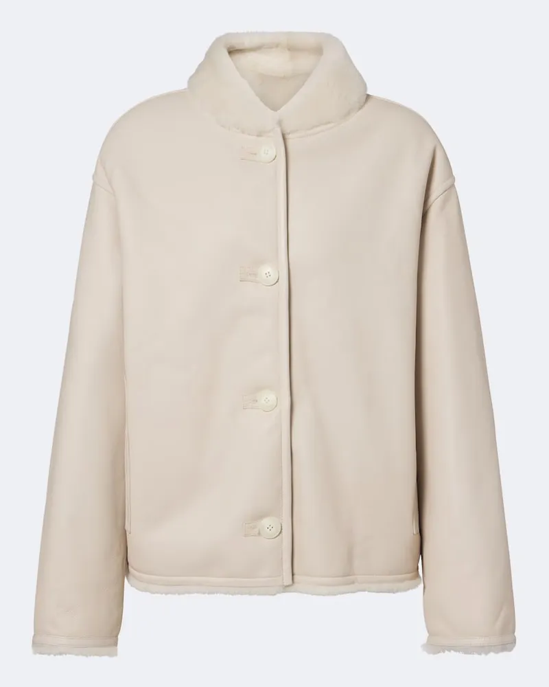 Yves Salomon Giacca reversibile in pelle con shearling Bianco