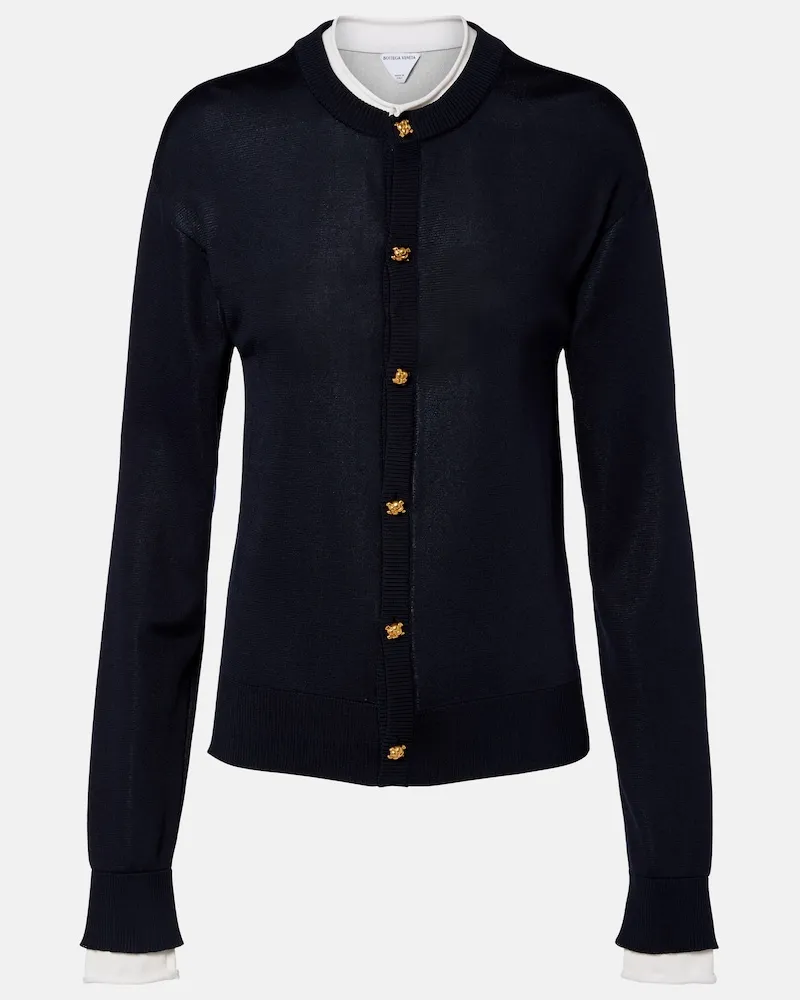 Bottega Veneta Cardigan in seta Blu