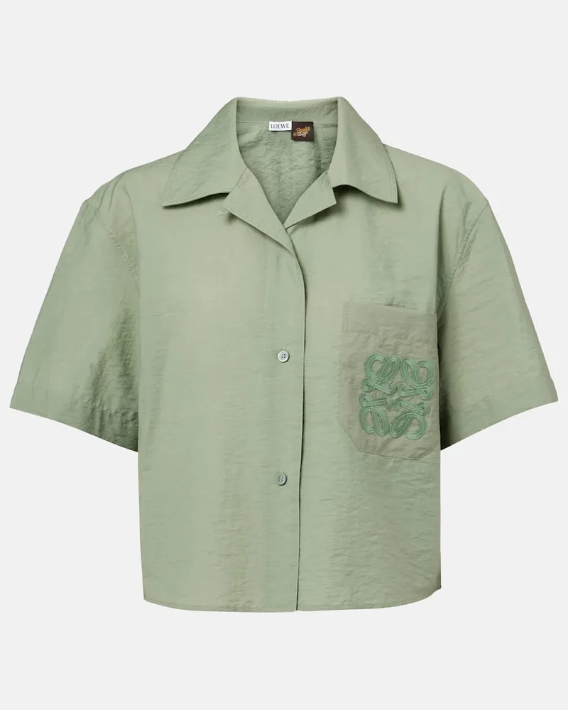 Loewe Camicia Anagram in misto cotone Verde