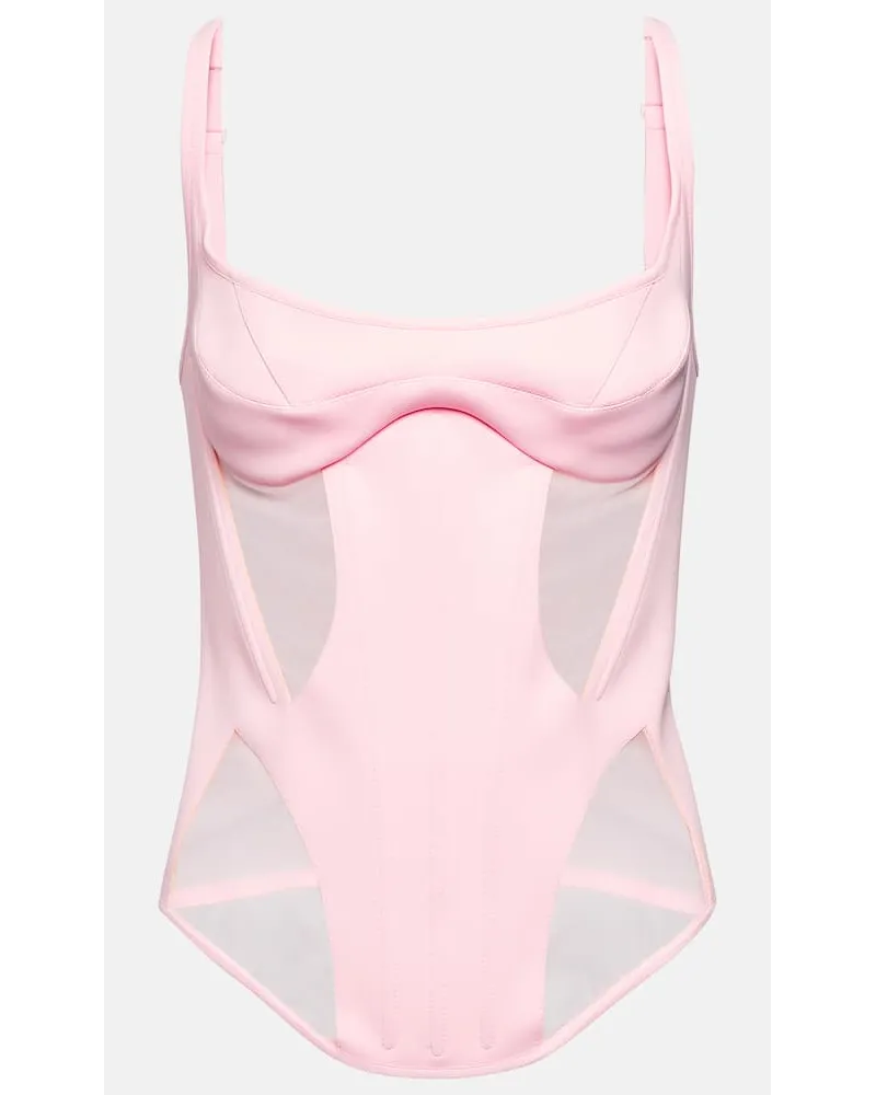 Thierry Mugler Bustier con mesh Rosa