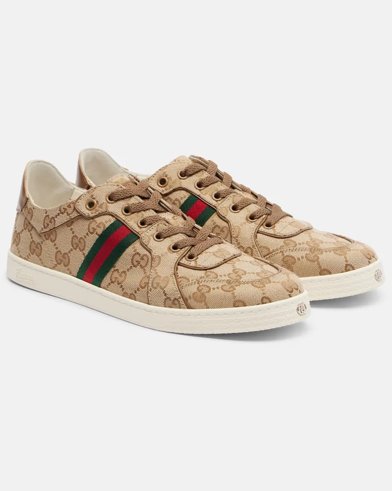Gucci Sneakers basse GG in canvas stretch Beige