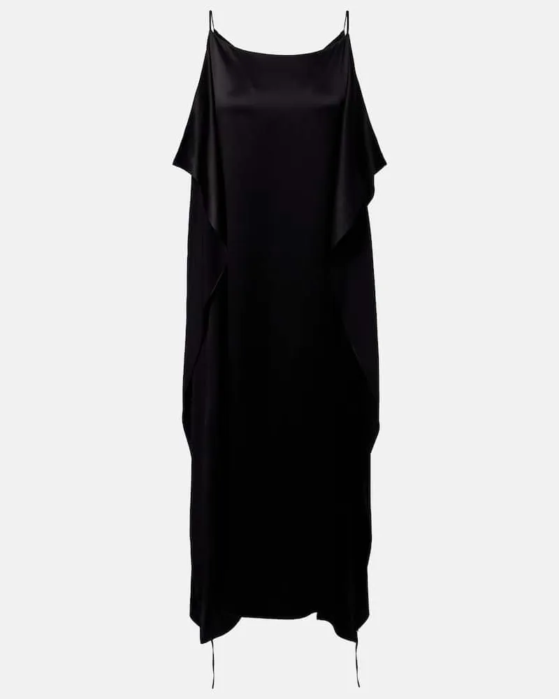 The Row Abito midi Kylo in seta con volant Nero