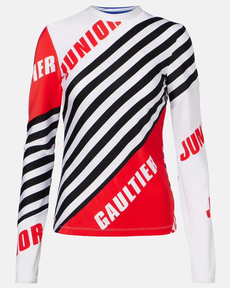 Jean Paul Gaultier Top in jersey a righe con logo Multicolore