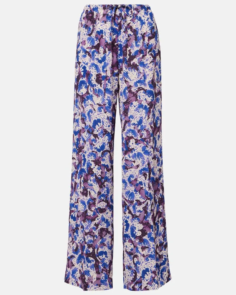 Dries van Noten Pantaloni regular in crÃªpe a vita media Blu