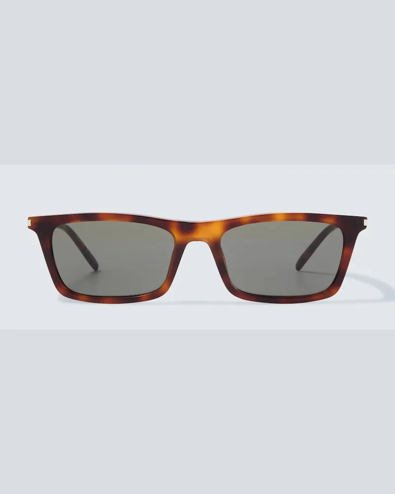 Saint Laurent Occhiali da sole rettangolari Marrone