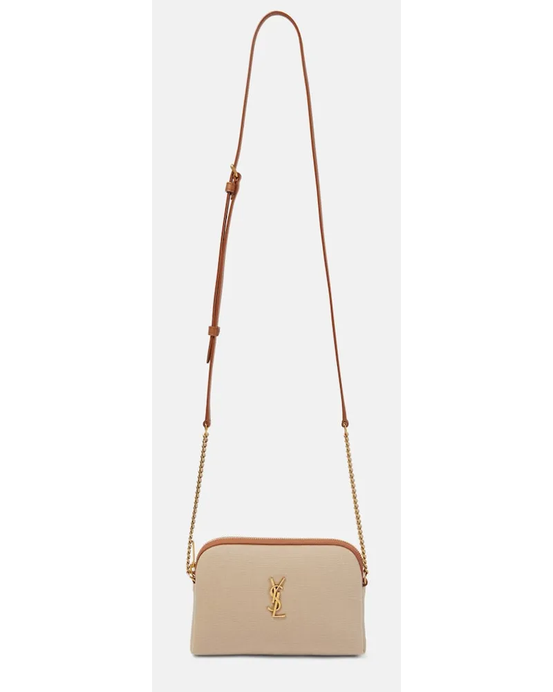 Saint Laurent Borsa a tracolla Gaby in canvas e pelle Bianco